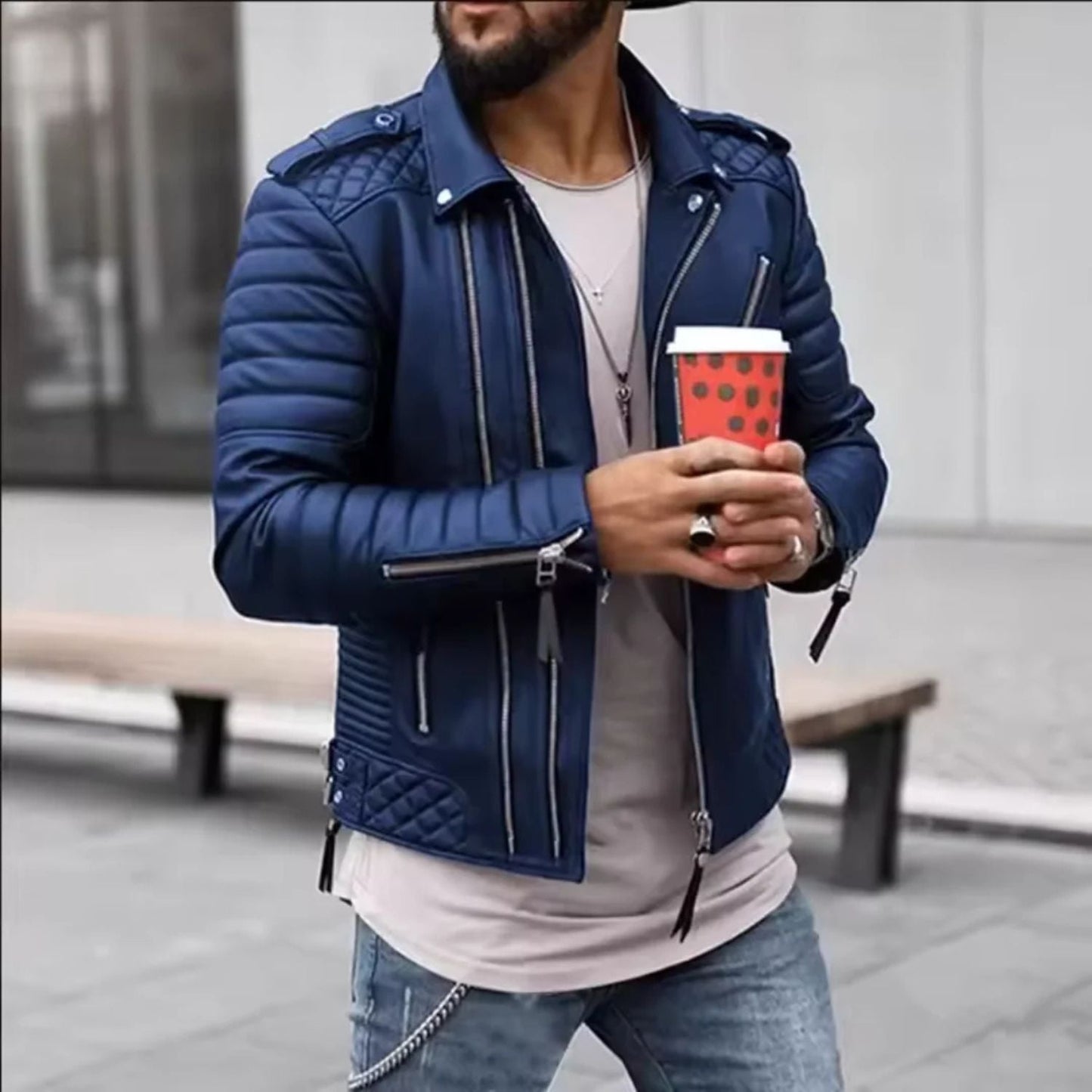 Quilted Biker Leather Jacket | Zyphhra