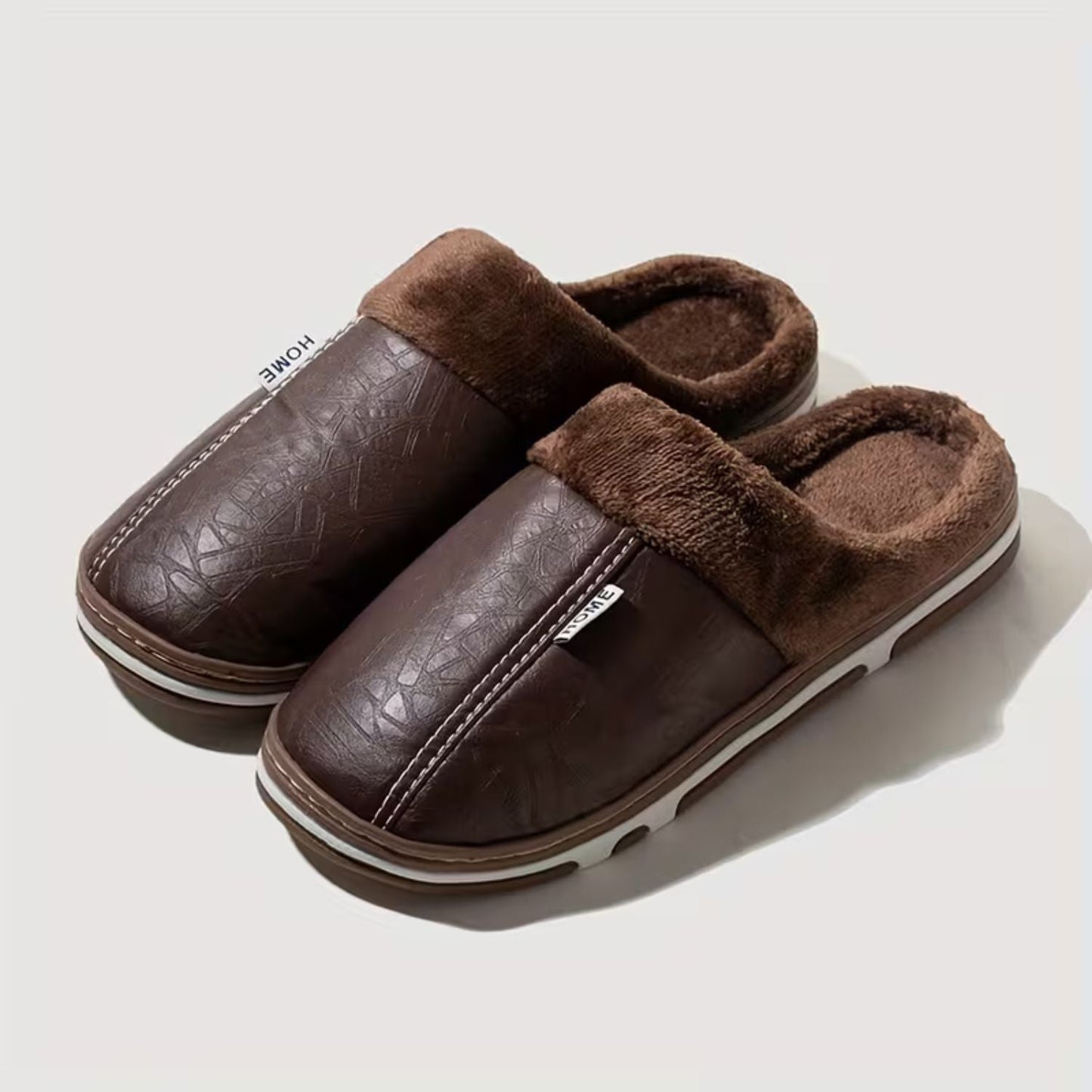 Faux Leather Warm Home Slippers | Zyphhra