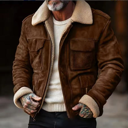 Faux Lambskin Lined Suede Aviator Jacket | Zyphhra