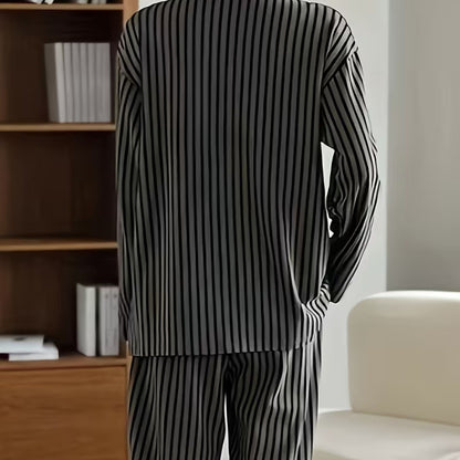 Striped V-Neck Lounge Pyjama Set | Zyphhra