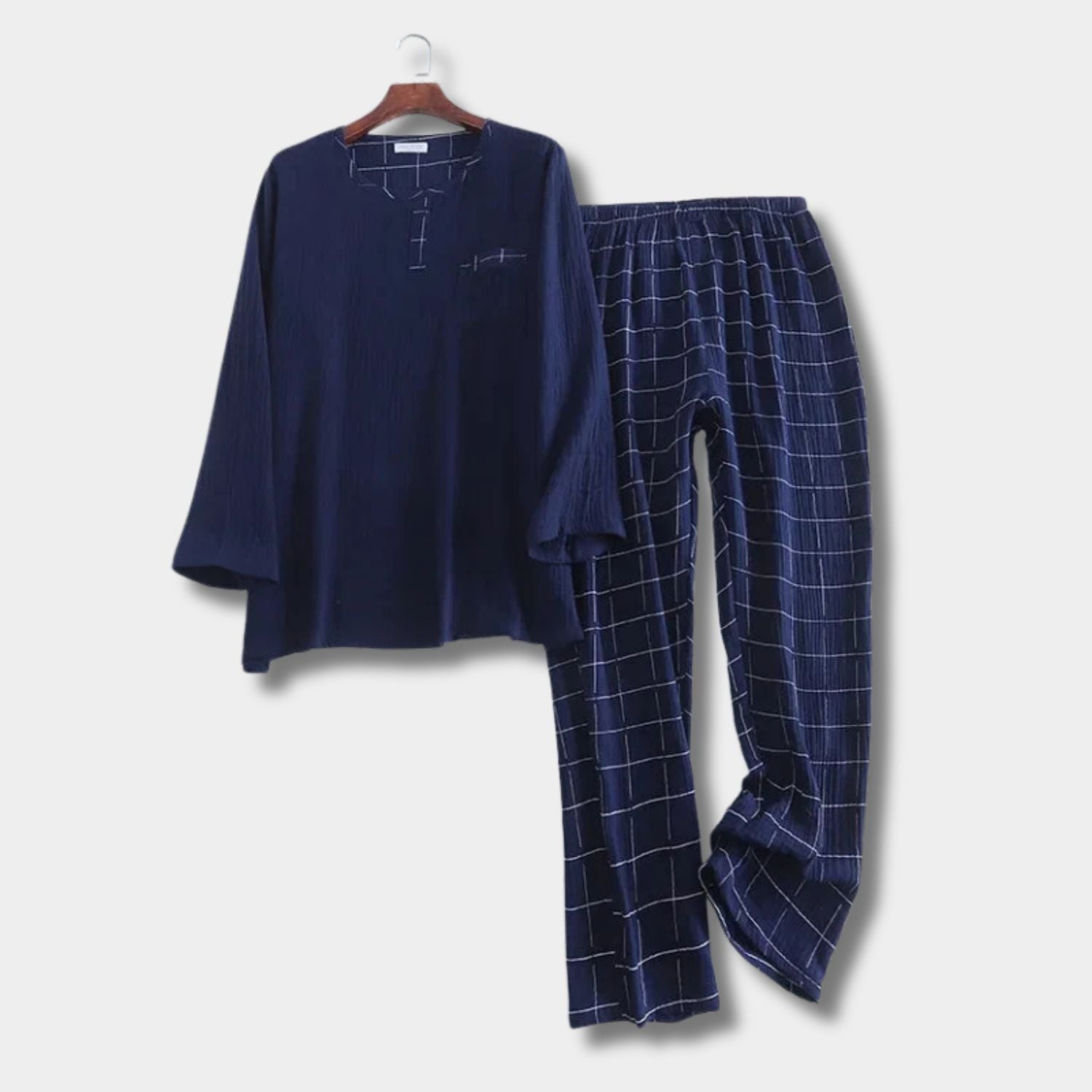 Dark Blue Checkered Long
