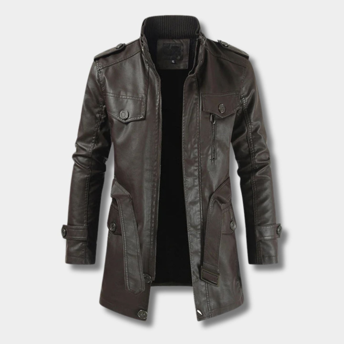 Long Utility Leather Coat | Zyphhra