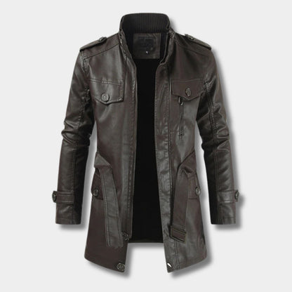 Long Utility Leather Coat | Zyphhra