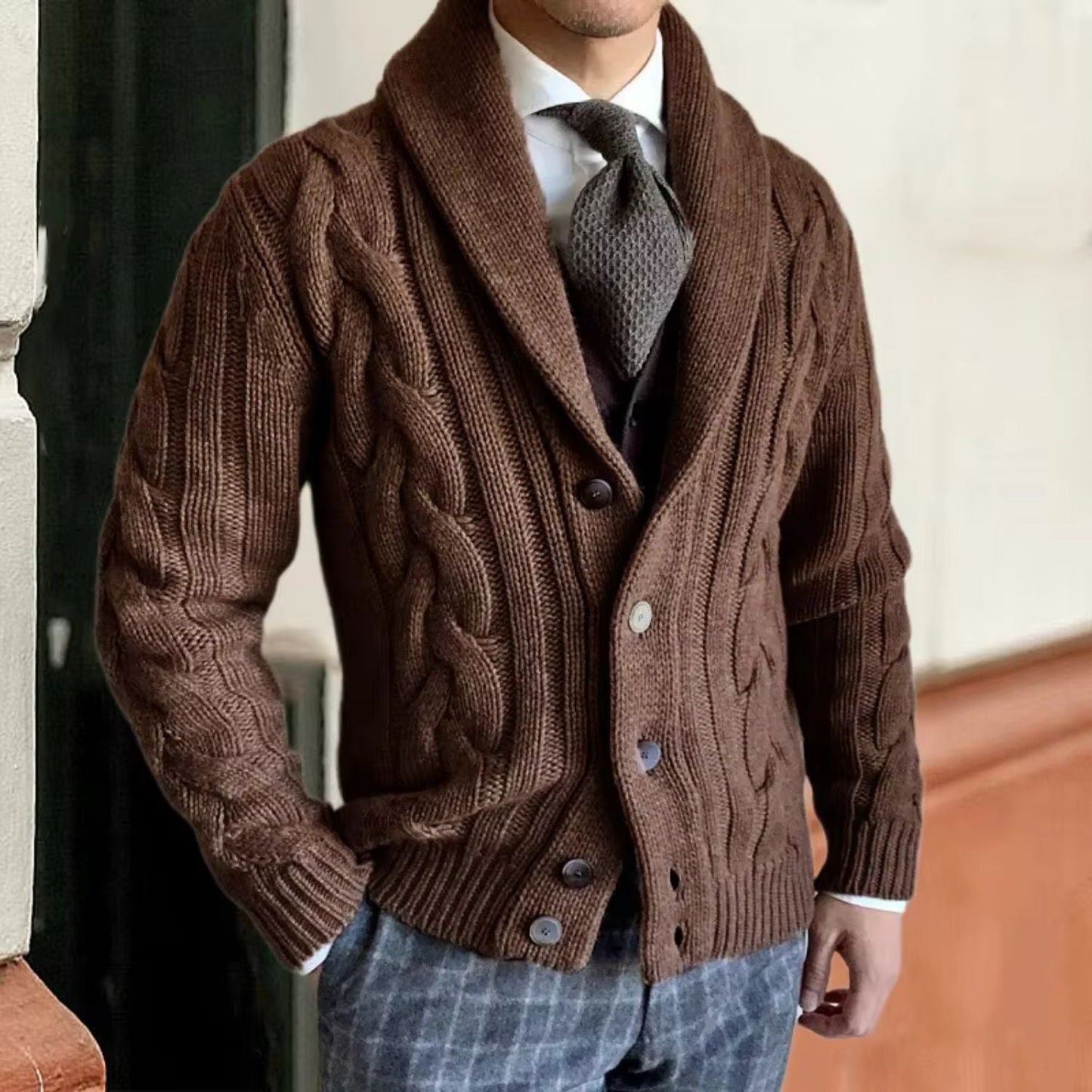 Cable Shawl Collar Cardigan | Zyphhra