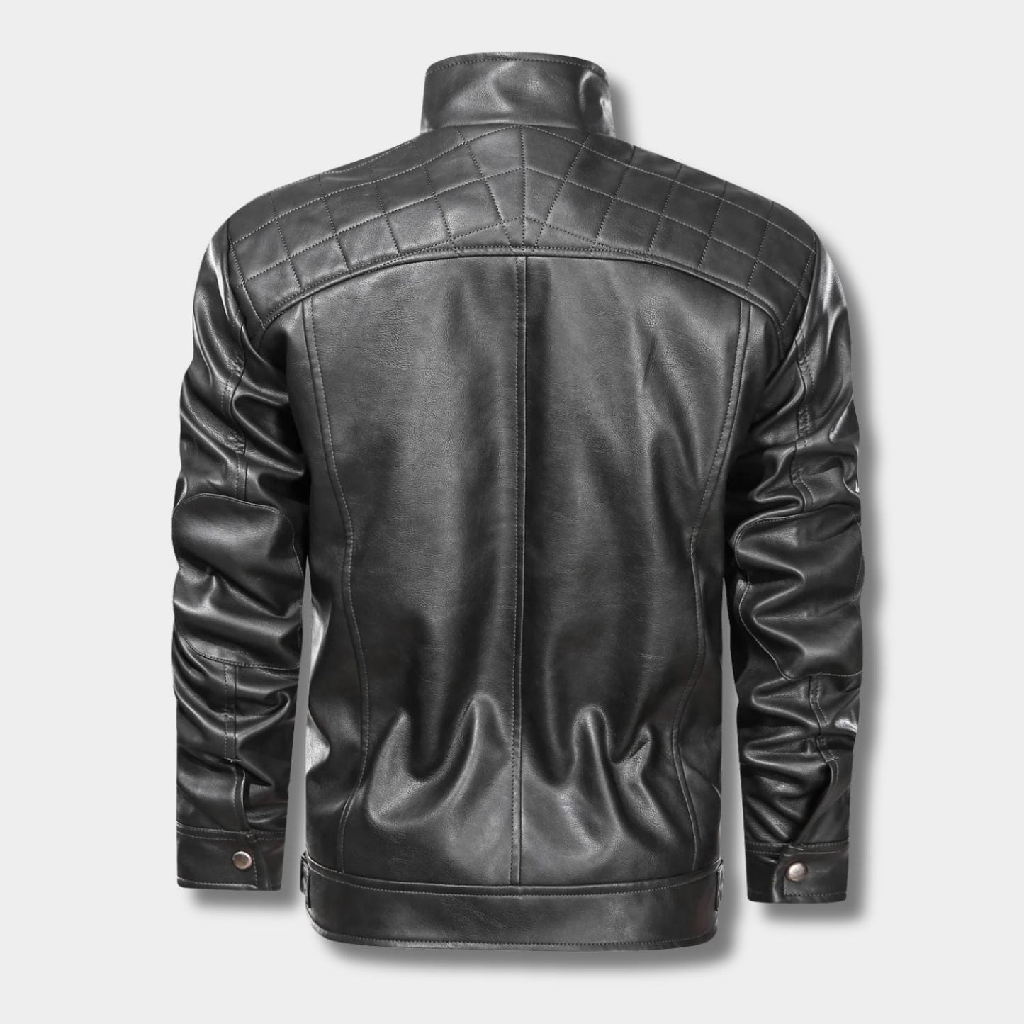 Quilted Stand-Collar Leather Jacket | Zyphhra