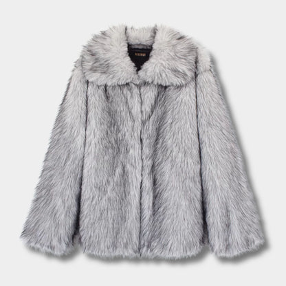 Wide-Lapel Faux Fur Jacket | Zyphhra
