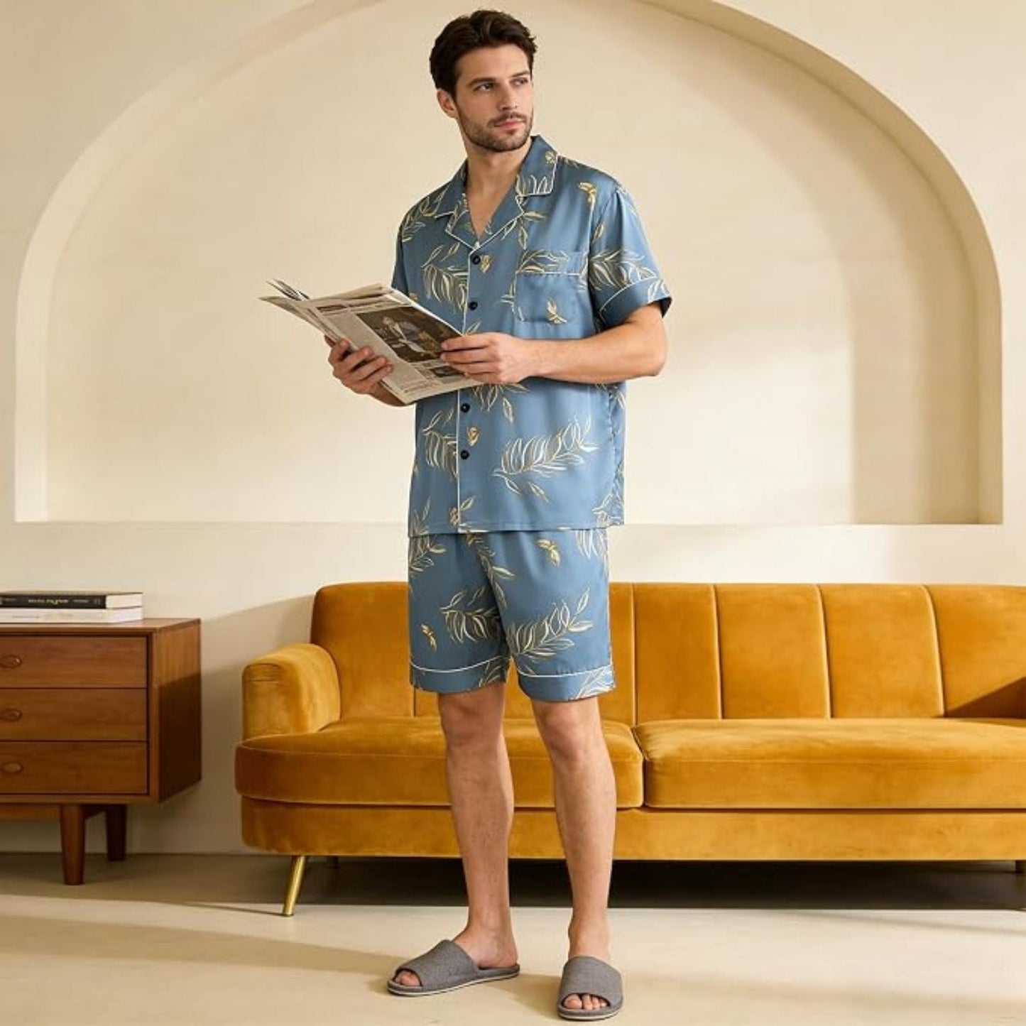 Floral Leaf Button Pyjama Set | Zyphhra