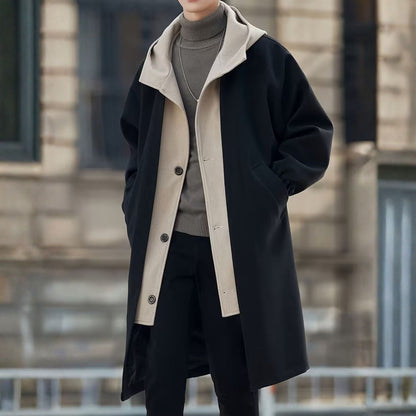 Colour Block Hooded Over Coat | Zyphhra