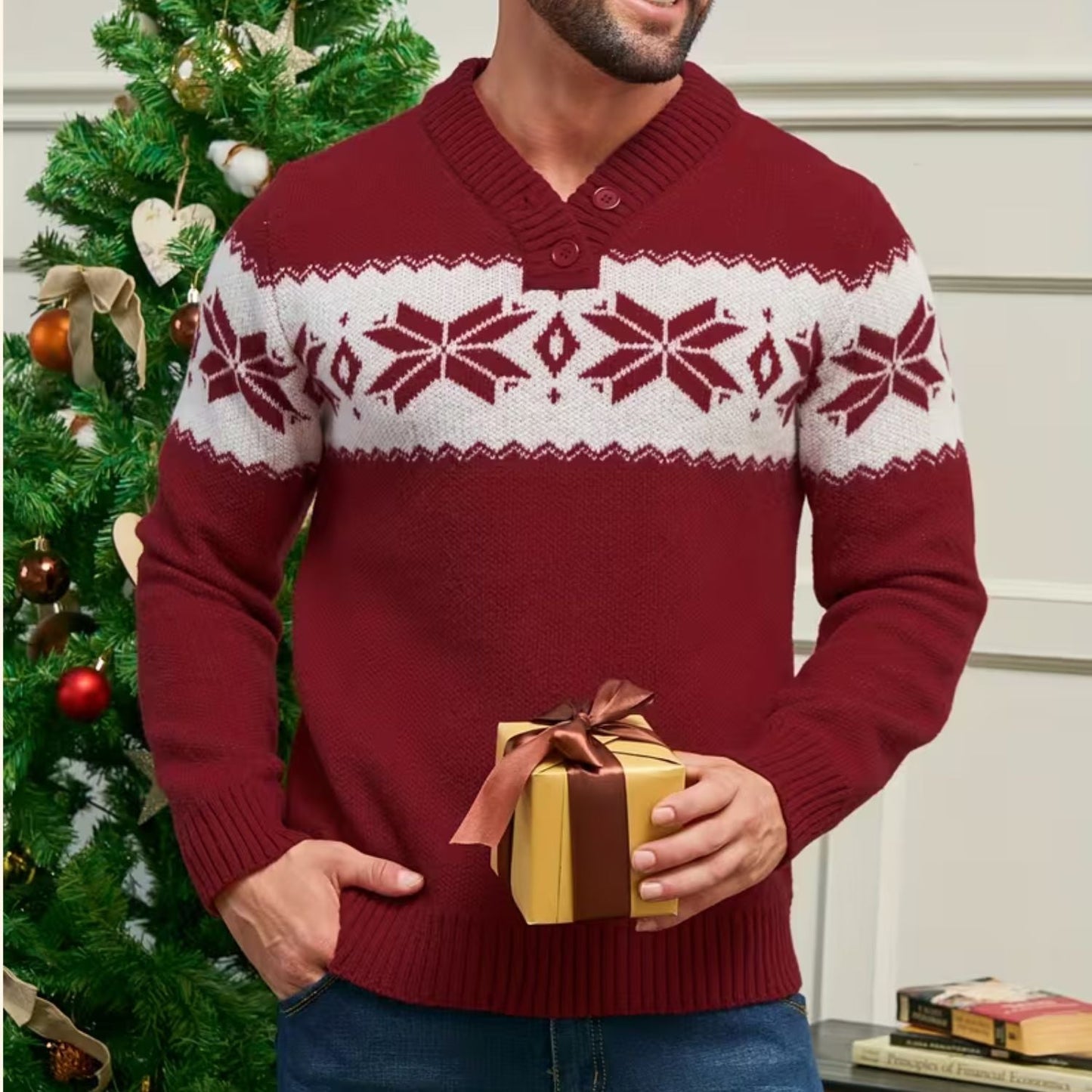 Snowflake Button Christmas Jumper | Zyphhra