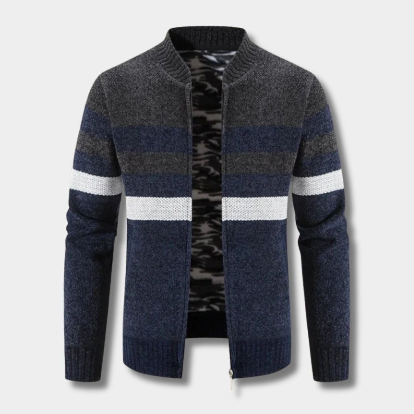 Striped Zip Knit Cardigan | Zyphhra