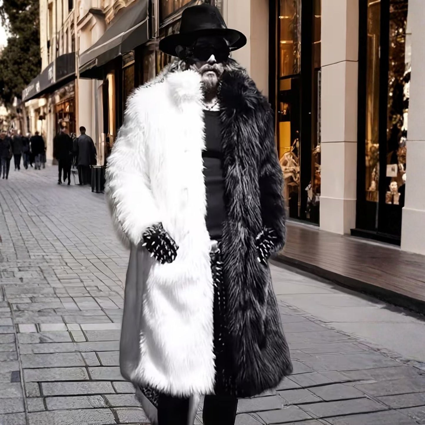 Contrast Panel Plush Fur Coat | Zyphhra