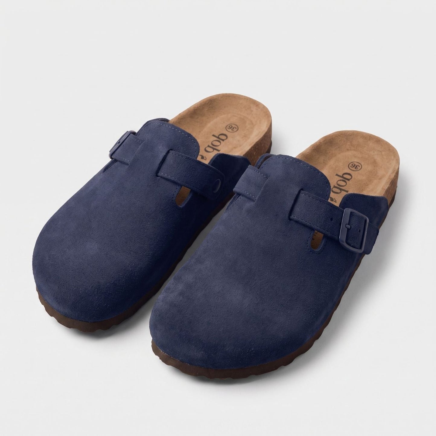 Genuine Suede Buckle Clogs | Zyphhra