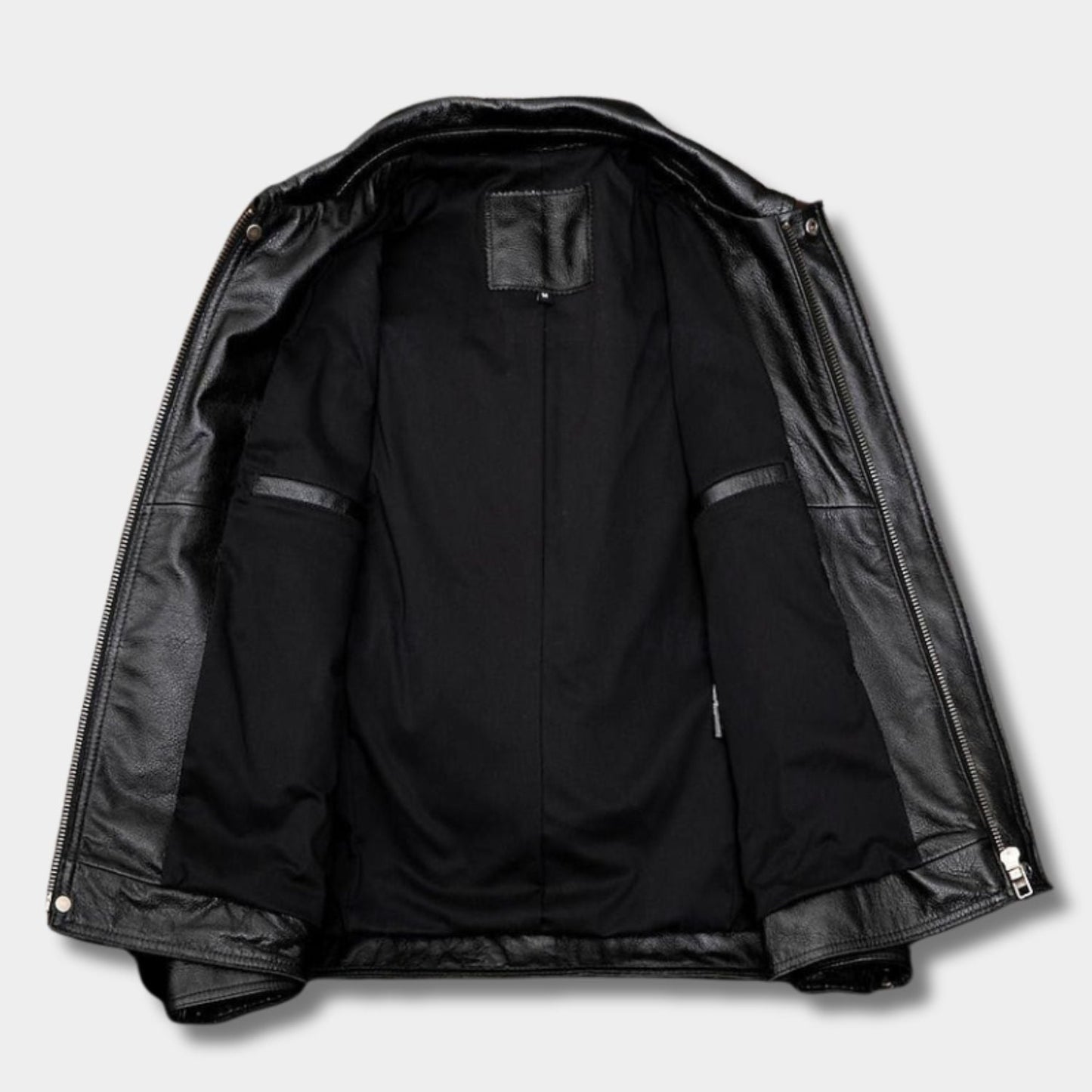Classic Collared Leather Jacket | Zyphhra