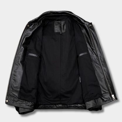 Classic Collared Leather Jacket | Zyphhra