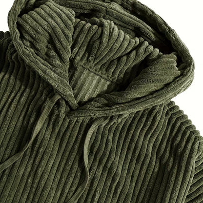 Textured Corduroy Pullover Hoodie | Zyphhra