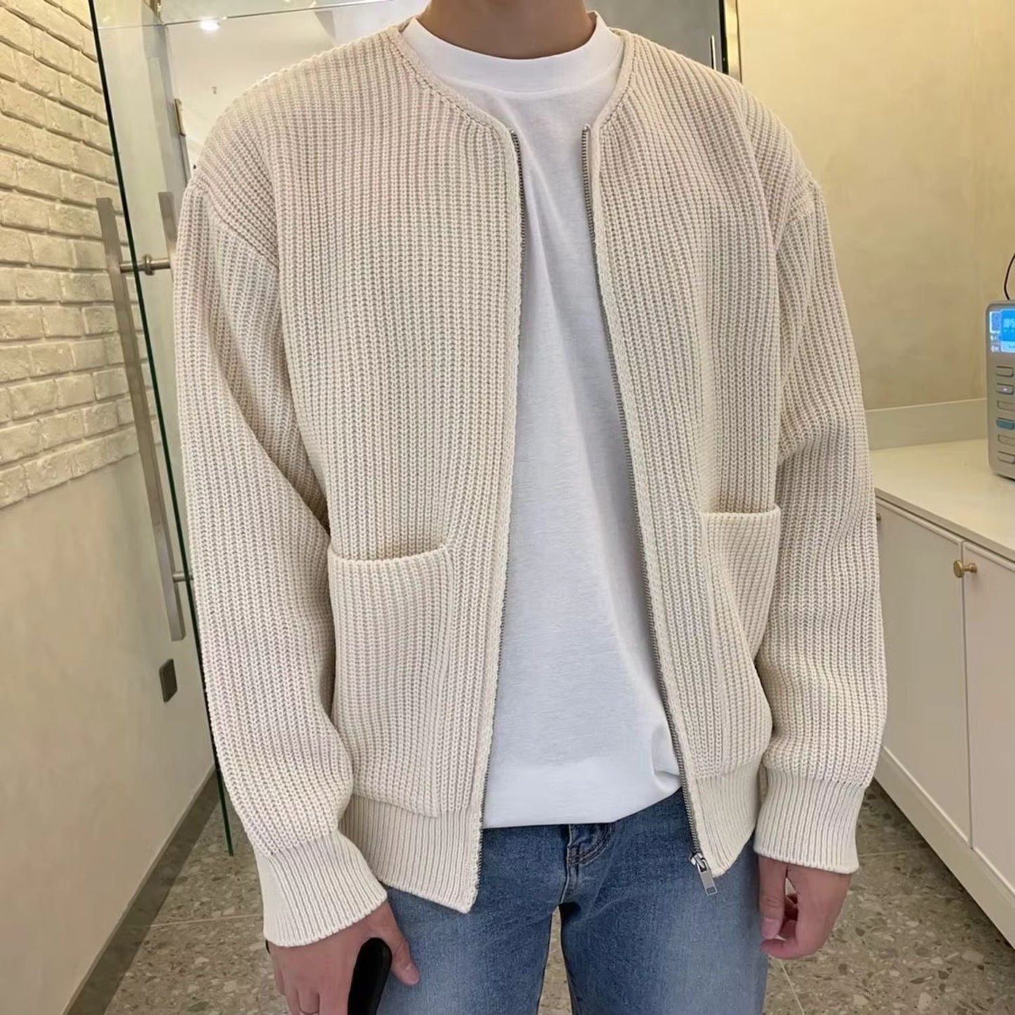 Minimalist Zip Knit Cardigan | Zyphhra