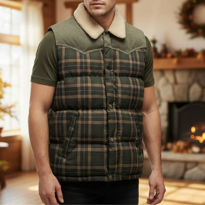 Checked Sherpa Puffer Gilet | Zyphhra