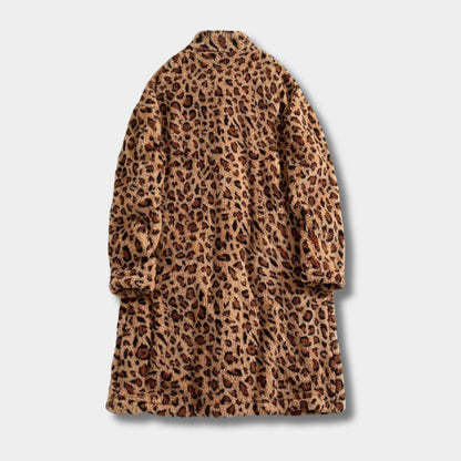 Leopard Pattern Plush Fur Coat | Zyphhra