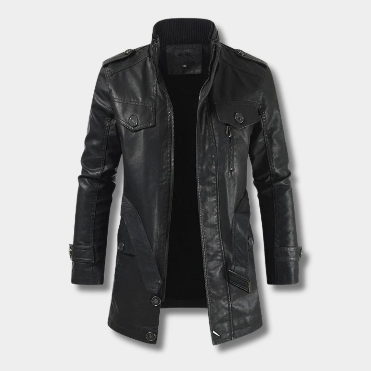 Long Utility Leather Coat | Zyphhra