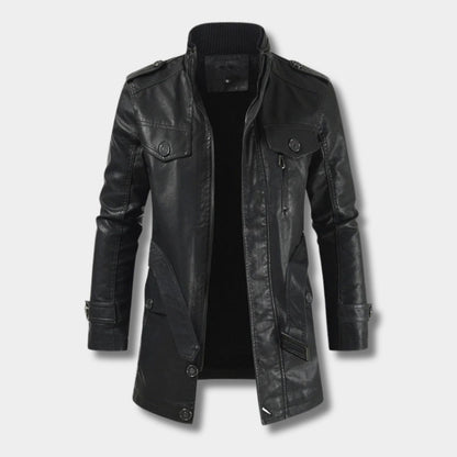 Long Utility Leather Coat | Zyphhra