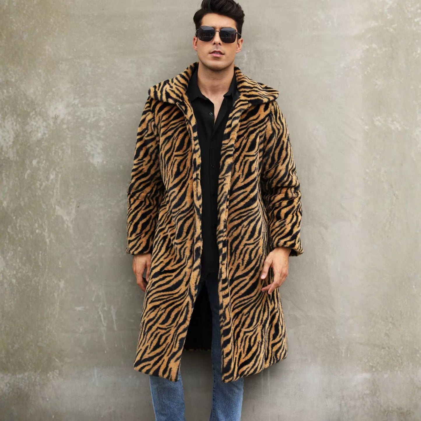 Bold Patterned Plush Fur Coat | Zyphhra