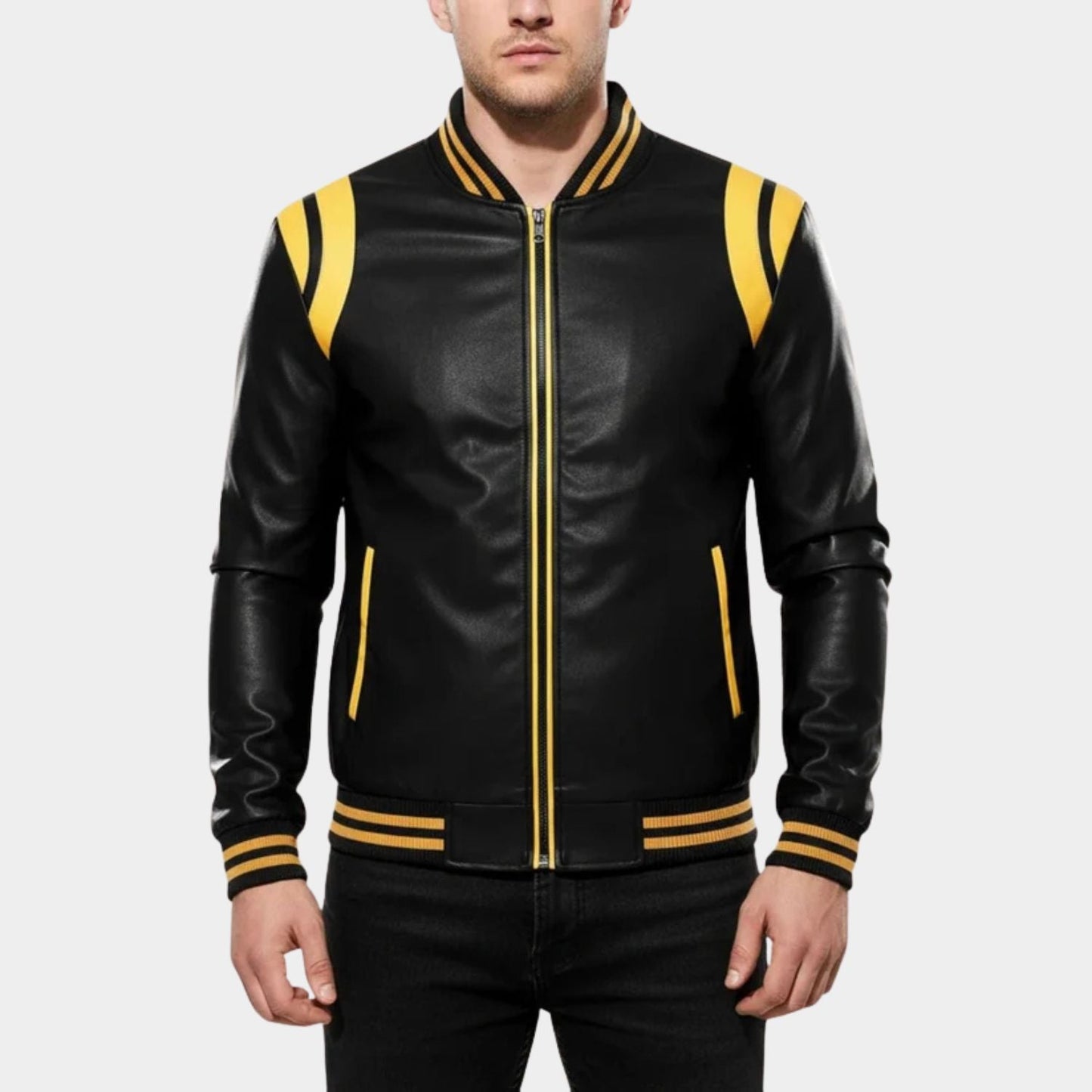Sport Stripe Leather Jacket | Zyphhra