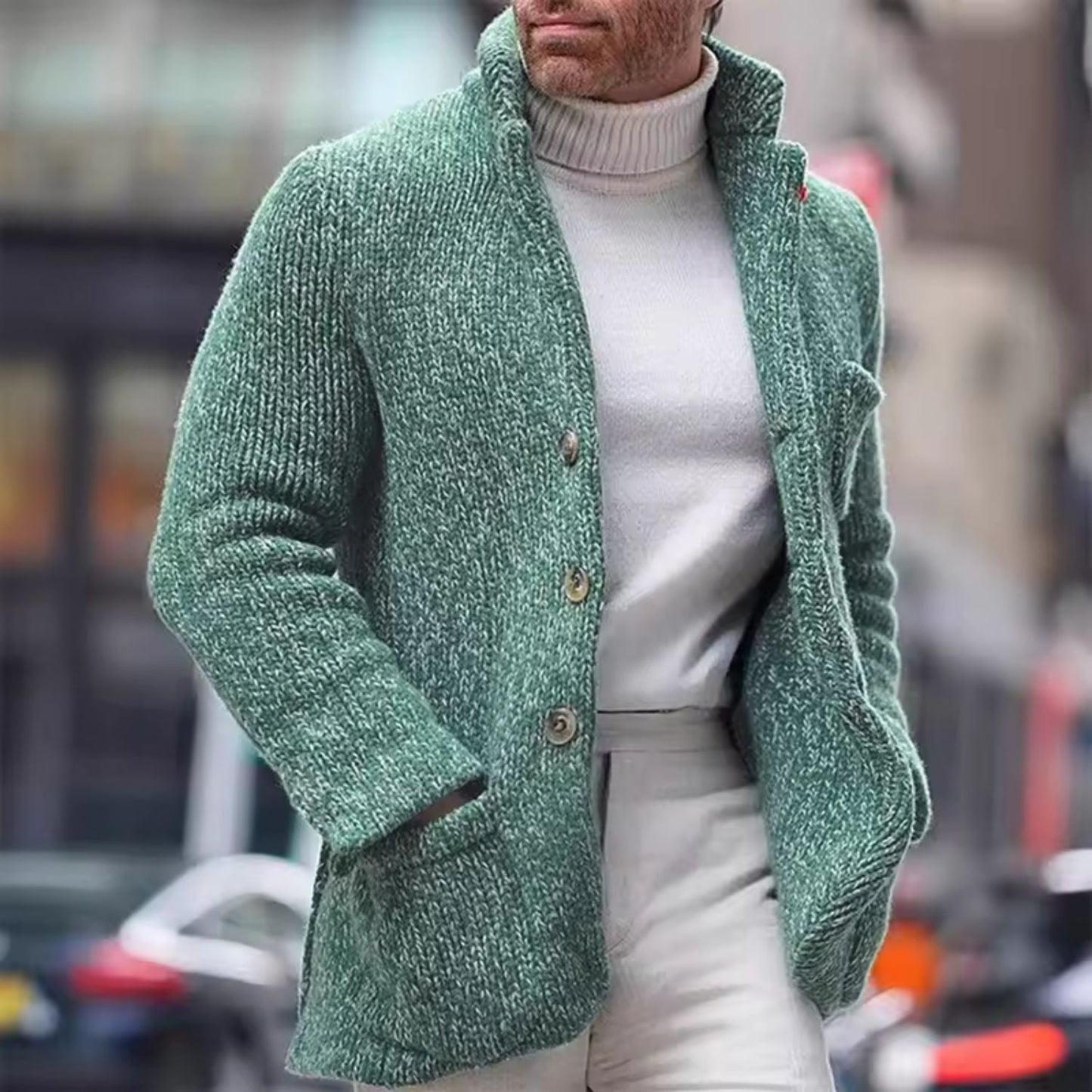 Chunky Stand Collar Cardigan | Zyphhra