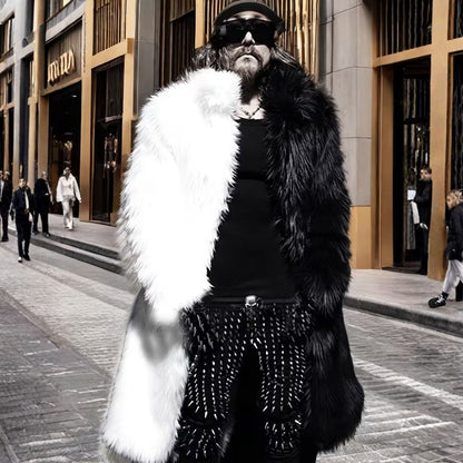 Contrast Panel Plush Fur Coat | Zyphhra