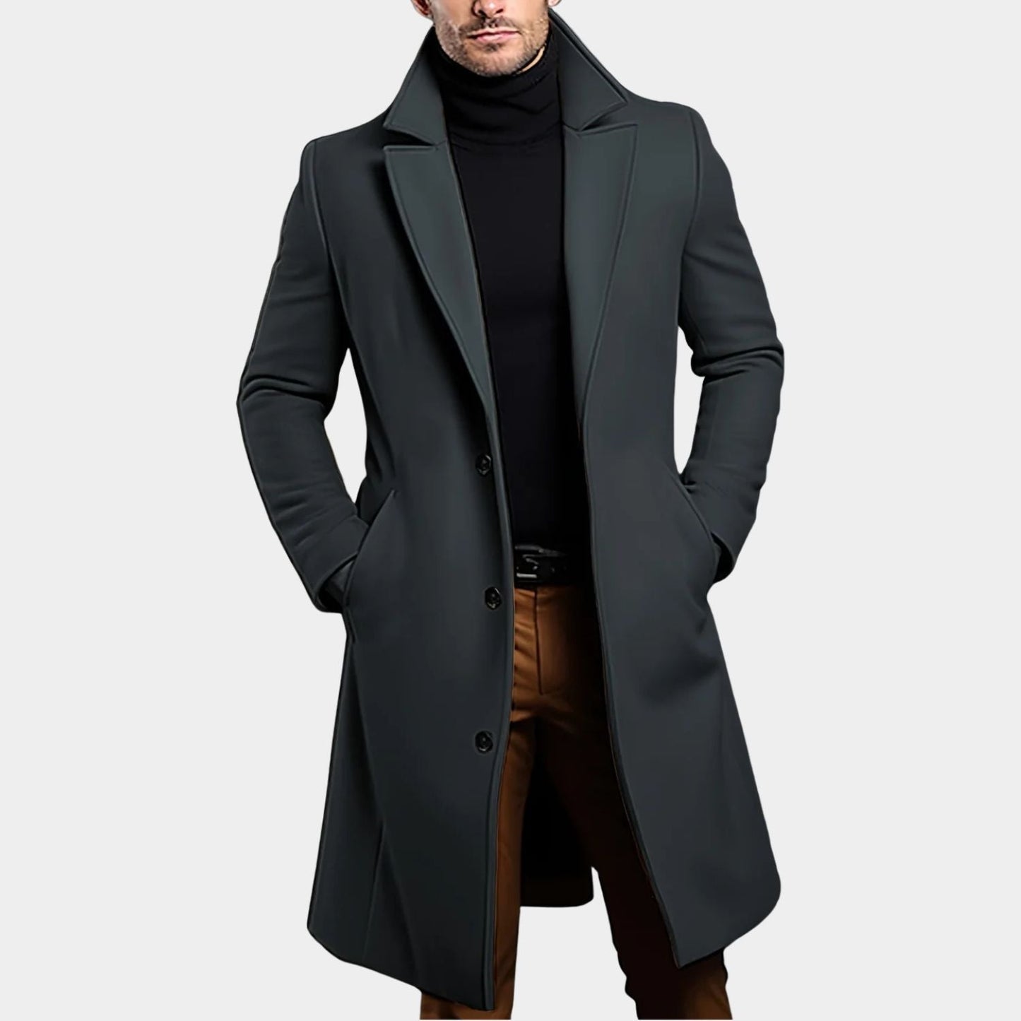 Notched Lapel Button Over Coat | Zyphhra
