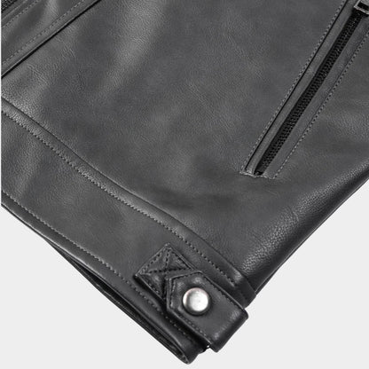 Quilted Stand-Collar Leather Jacket | Zyphhra