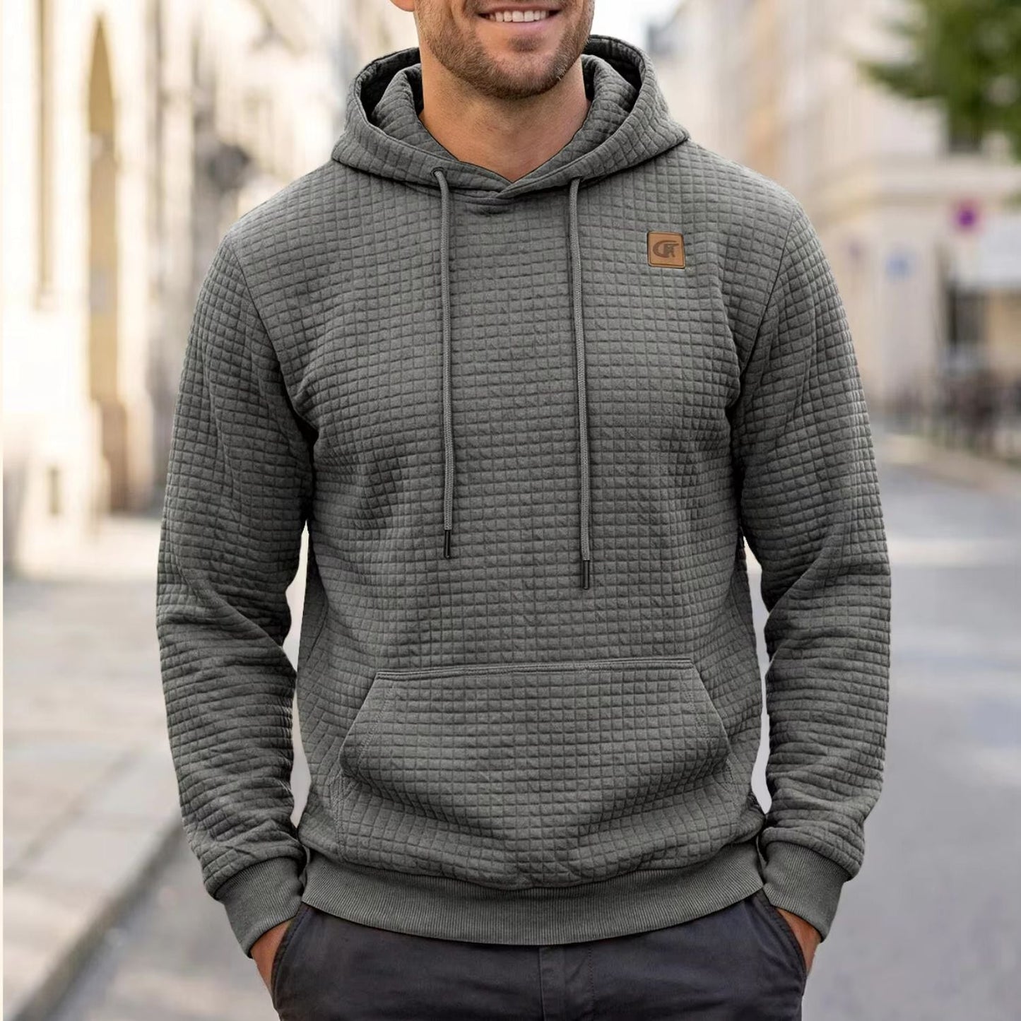 Textured Jacquard Pullover Hoodie | Zyphhra