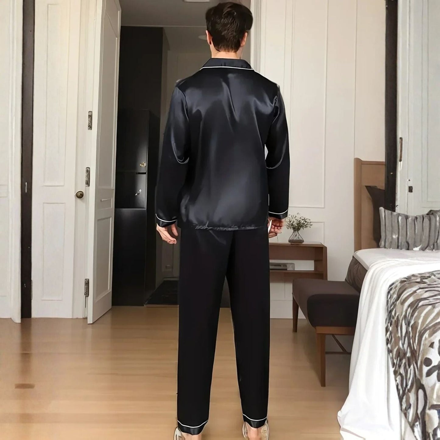 Silky Piping Button Pyjama Set | Zyphhra