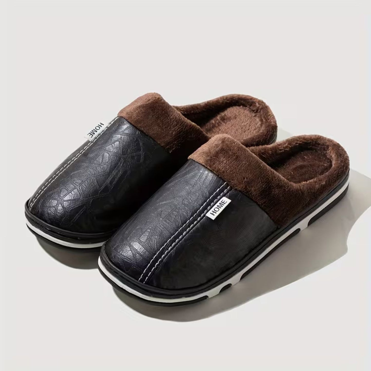 Faux Leather Warm Home Slippers | Zyphhra
