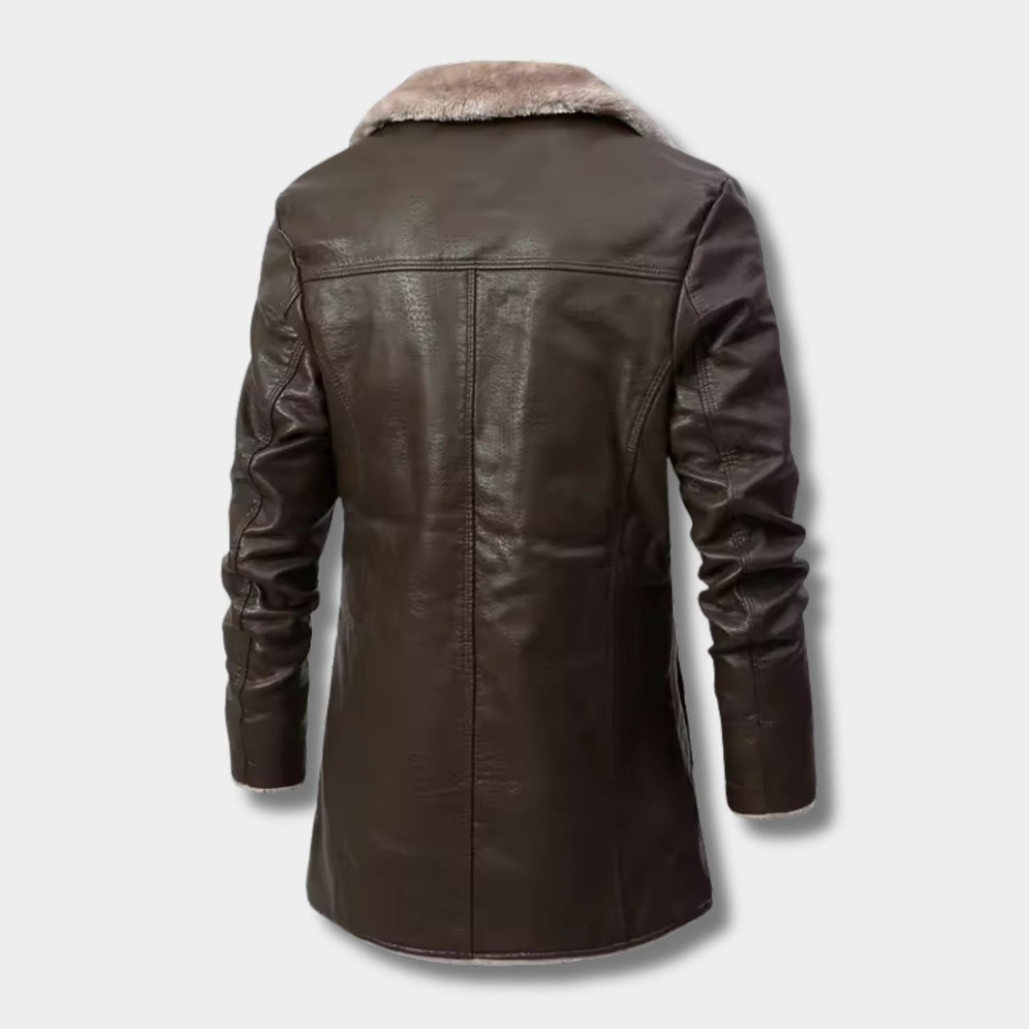 Shearling Lapel Leather Coat | Zyphhra