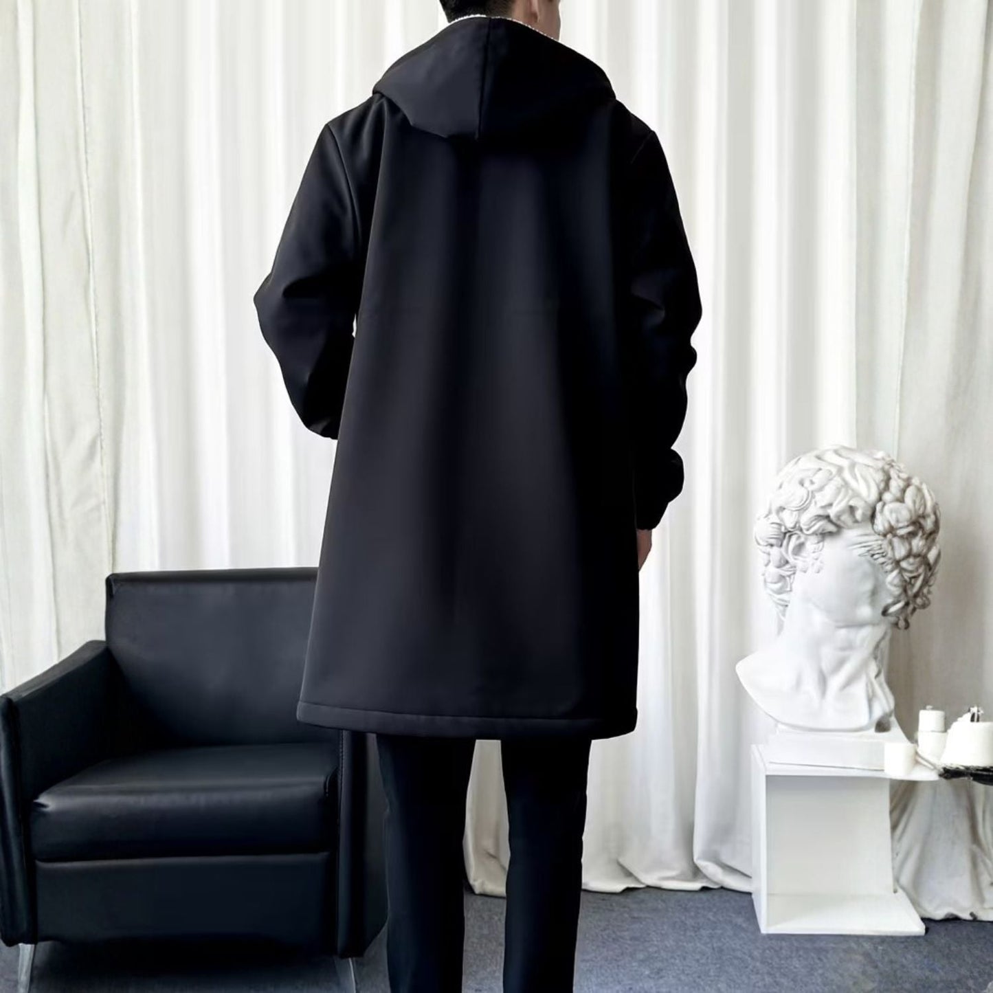 Fleece Hooded Trench Over Coat | Zyphhra