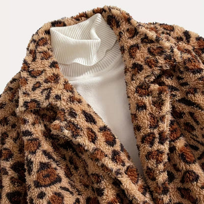 Leopard Pattern Plush Fur Coat | Zyphhra