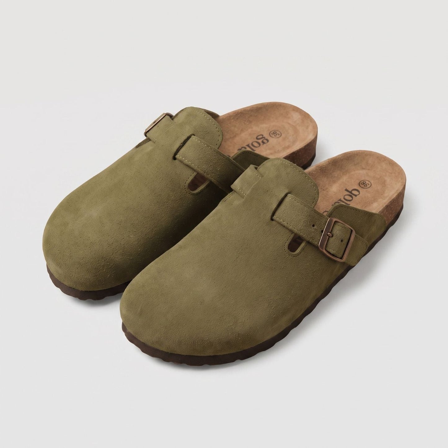Genuine Suede Buckle Clogs | Zyphhra