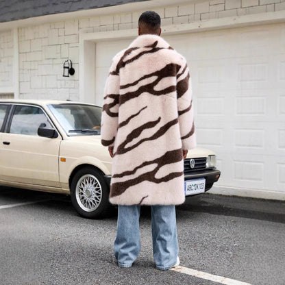 Wide Lapel Patterned Fur Coat | Zyphhra