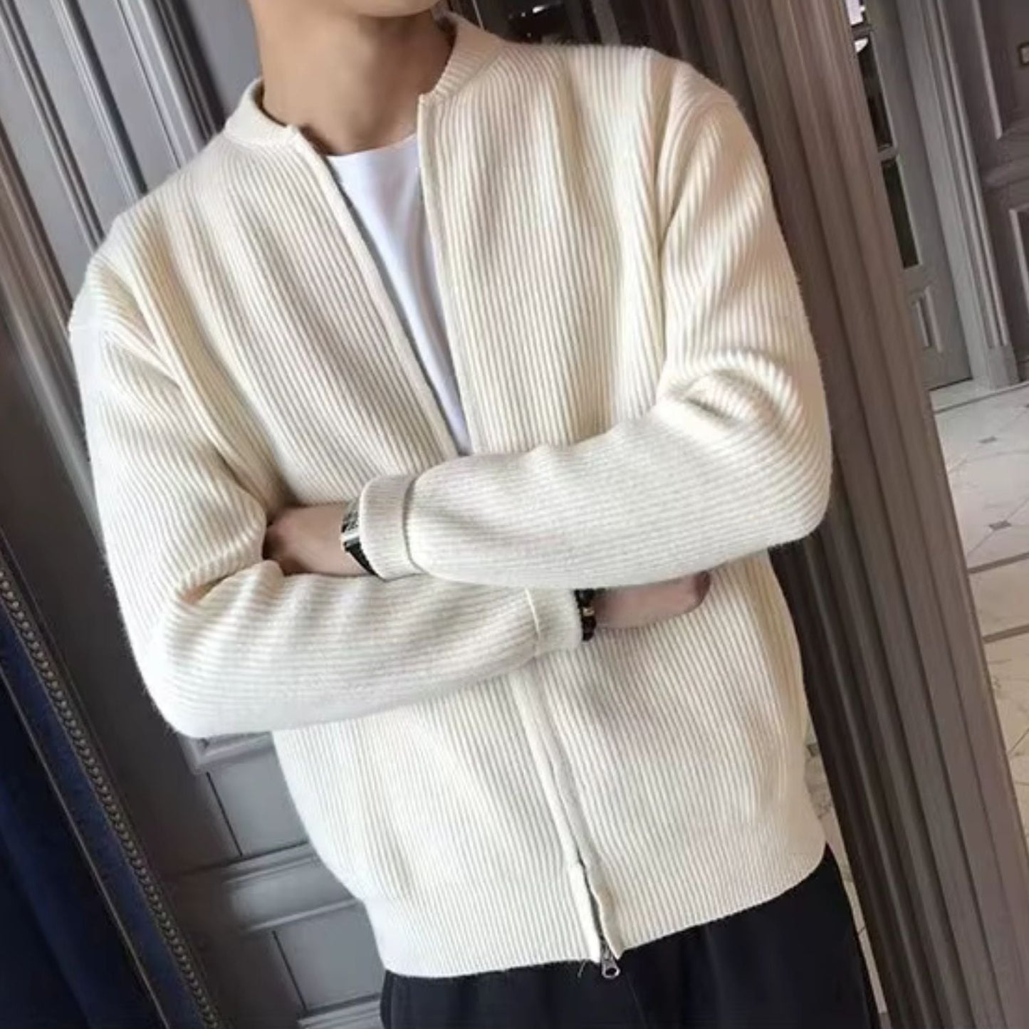 Ribbed Zip Knit Cardigan | Zyphhra