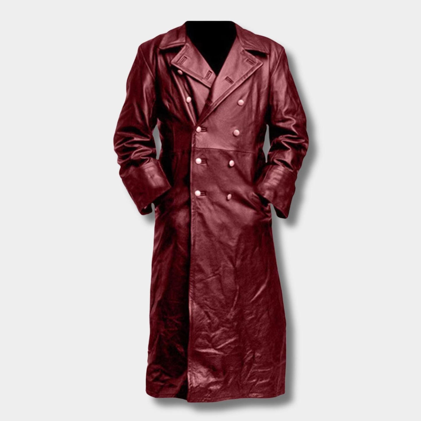 Double-Breasted Lapel Leather Coat | Zyphhra