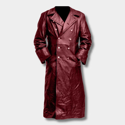 Double-Breasted Lapel Leather Coat | Zyphhra