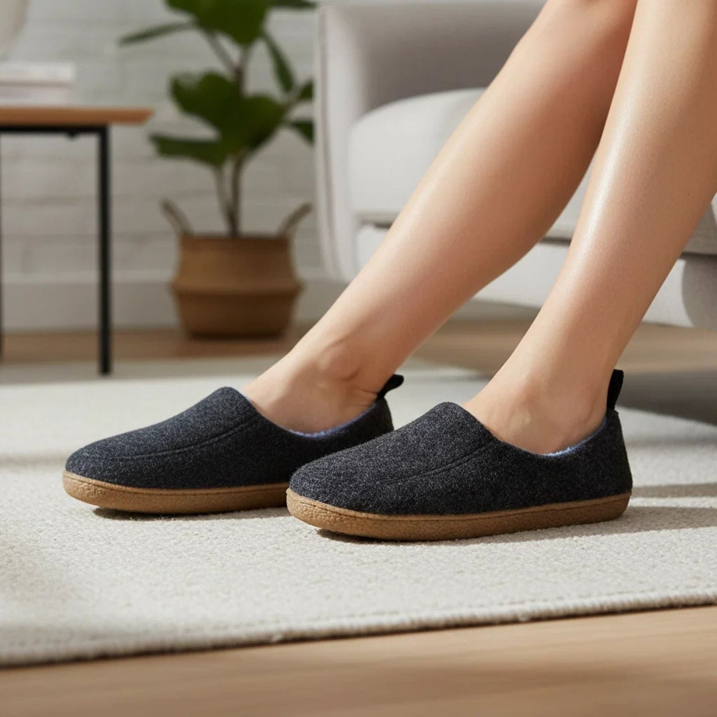 Felted Wool Slip-On Slippers | Zyphhra