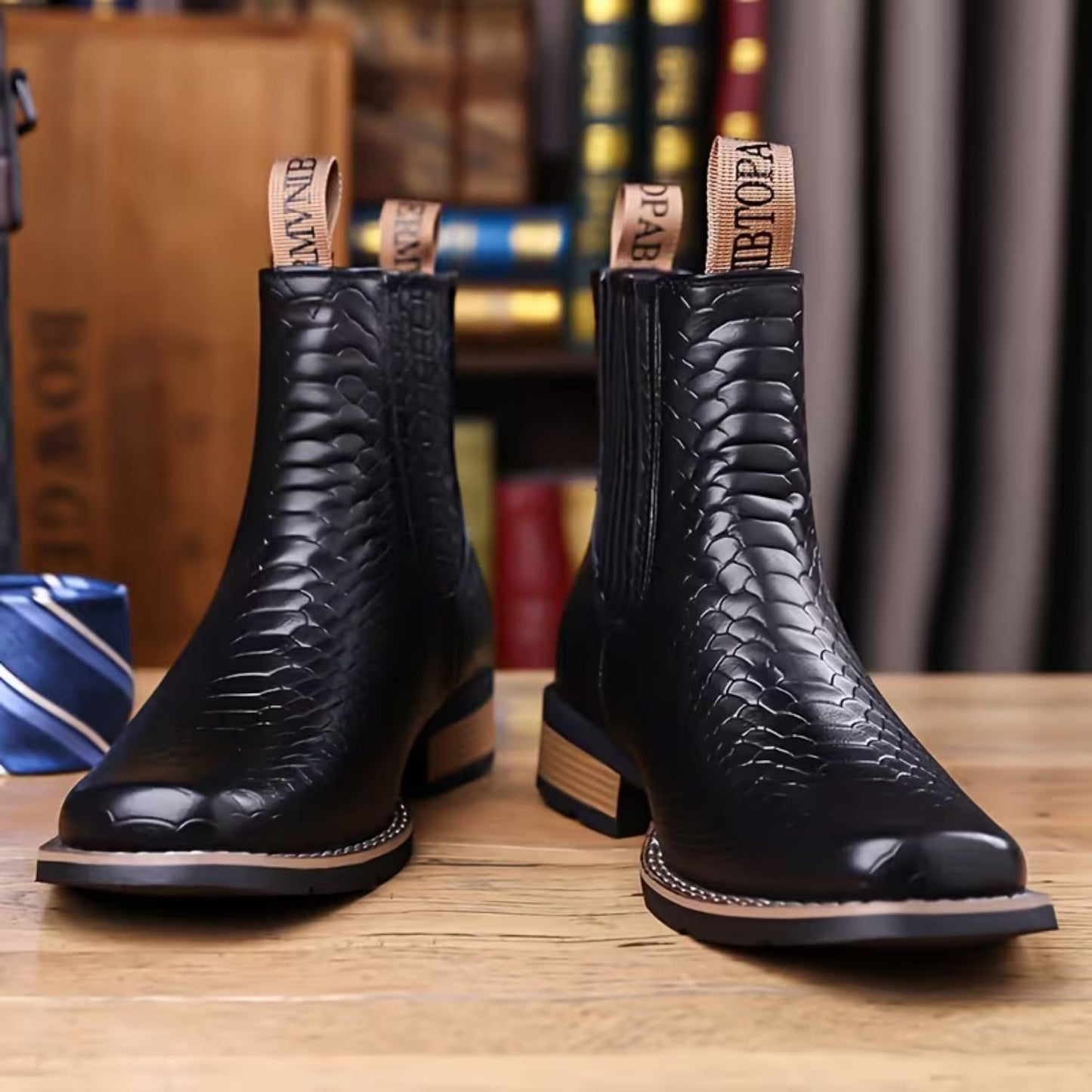 Croc Embossed Dress Boots | Zyphhra