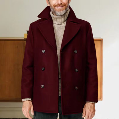 Notched Collar Wool Pea Coat | Zyphhra