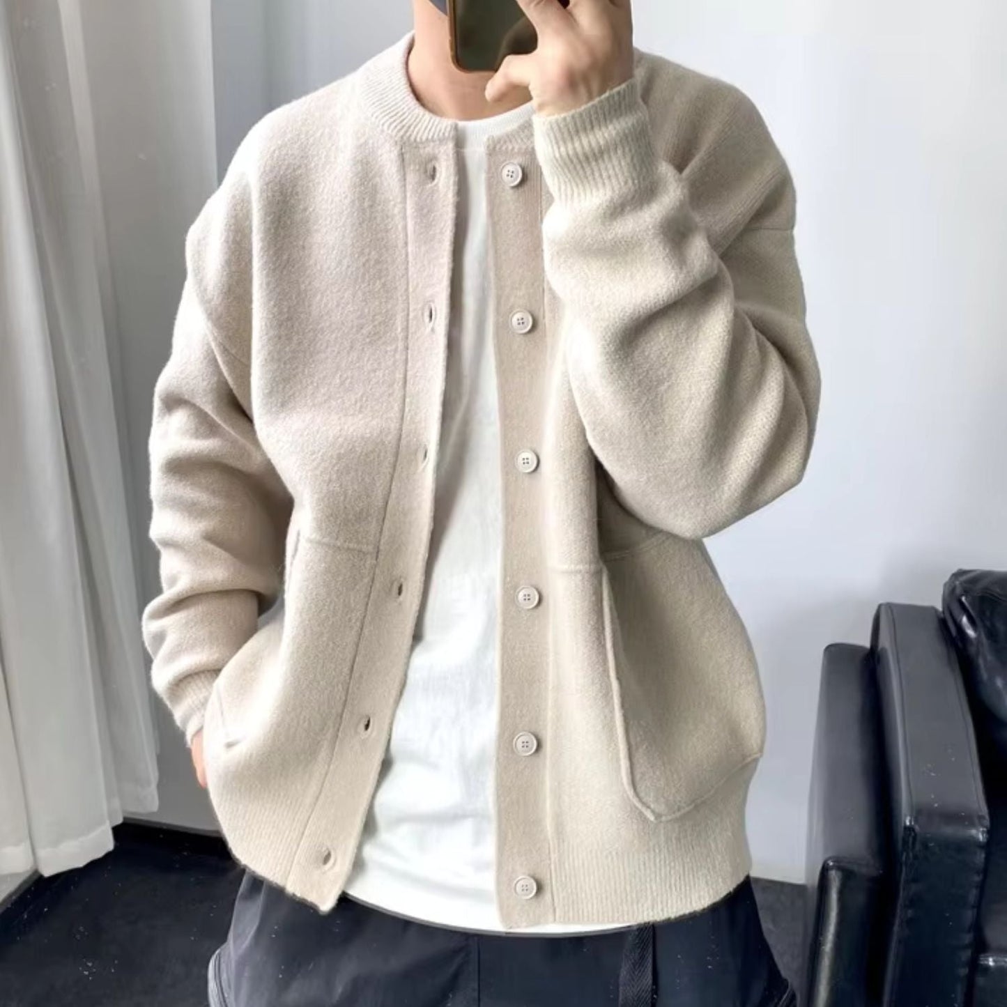 Round Neck Knit Cardigan | Zyphhra