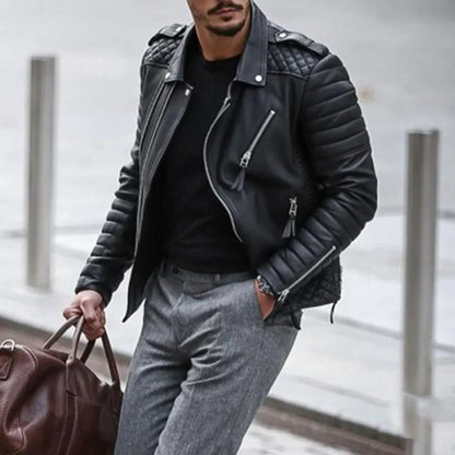 Quilted Biker Leather Jacket | Zyphhra