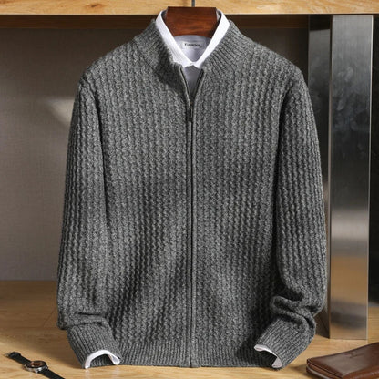 Textured Zip Knit Cardigan | Zyphhra