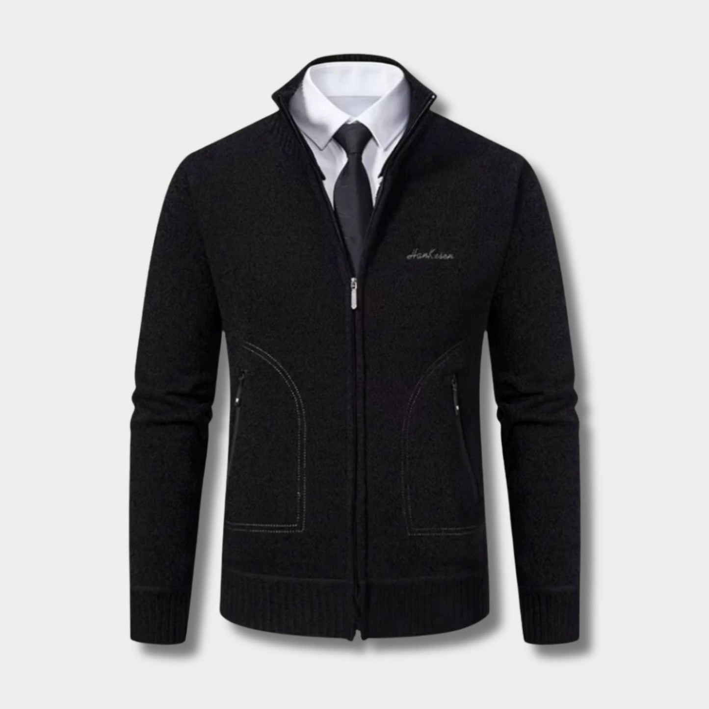 Geometric Zip Knit Cardigan | Zyphhra