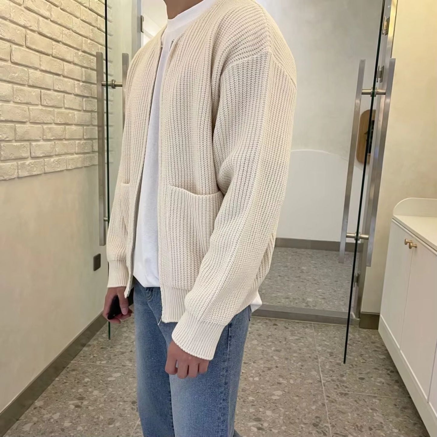 Minimalist Zip Knit Cardigan | Zyphhra