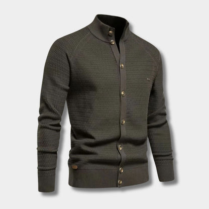 Textured Mandarin Collar Cardigan | Zyphhra